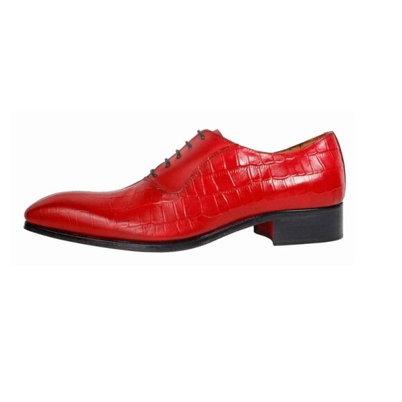 Kay Crocodile Printed Red Half Calfskin Oxford